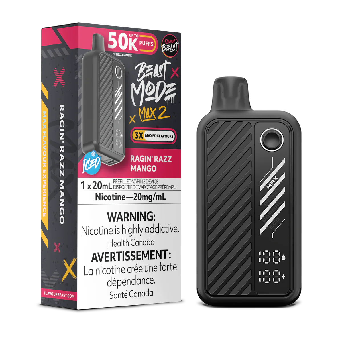 Beast Mode Max 2  Ragin' Razz Mango (Iced) Disposable Vape