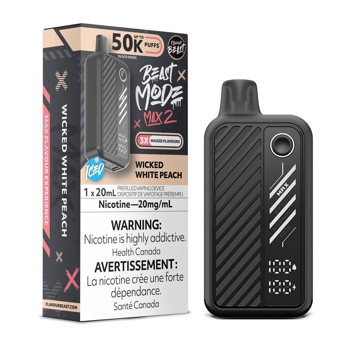 Beast Mode Max 2  Wicked White Peach Disposable Vape