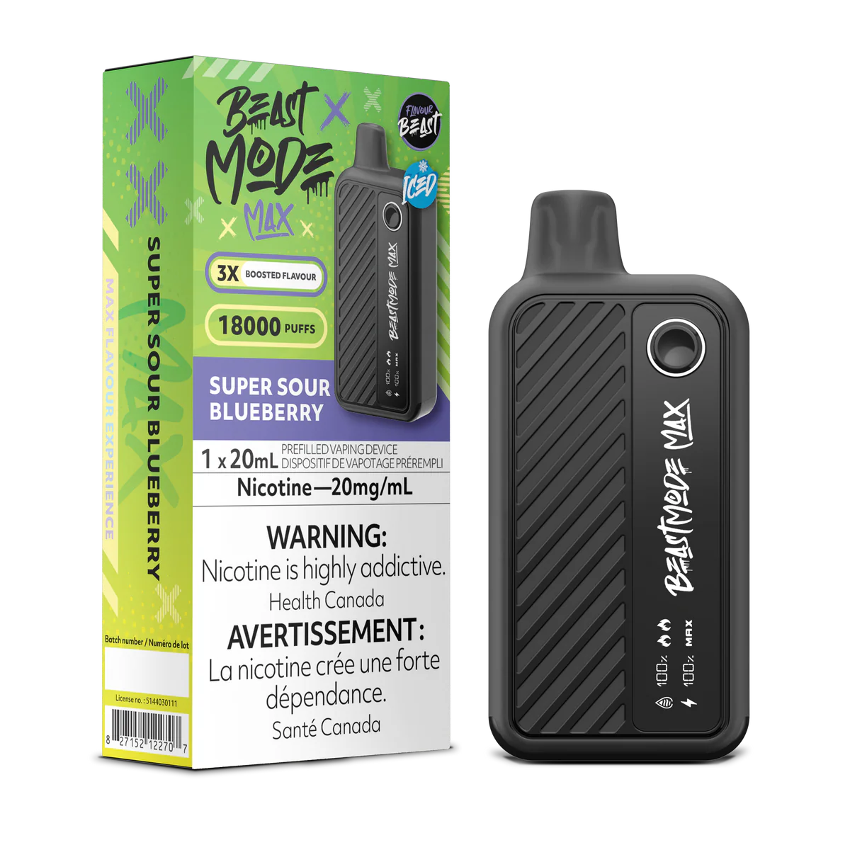 Beast Mode Max  Super Sour Blueberry (Iced) Disposable Vape