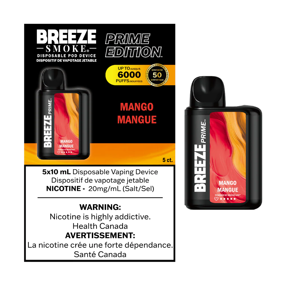 Breeze Prime S50 6000 Puffs 8mL Disposable Vape (Mango)