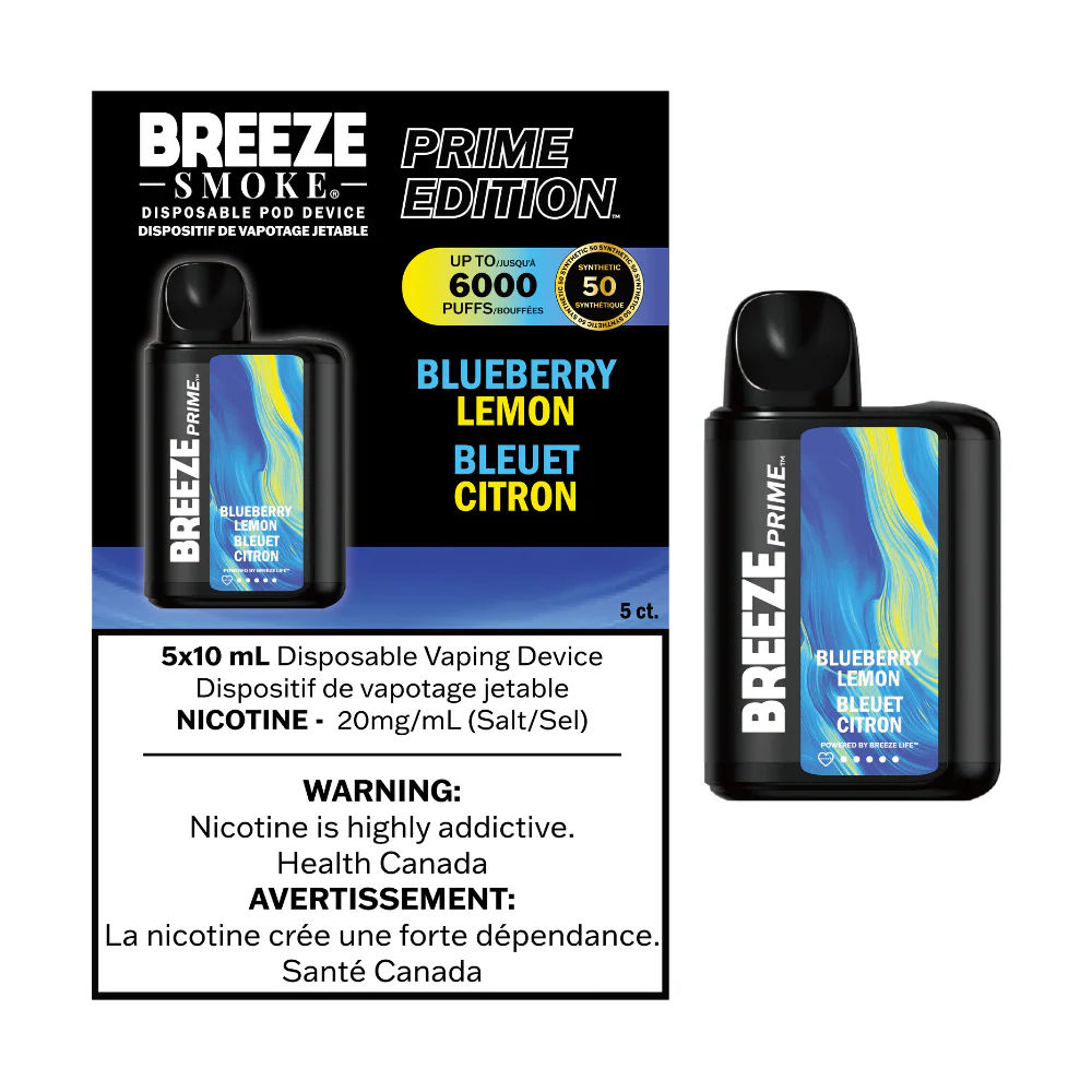 Breeze Prime S50 6000 Puffs 8mL Disposable Vape -  (Blueberry Lemon)