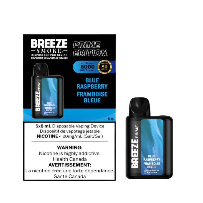 Breeze Prime S50 6000 Puffs 8mL Disposable Vape -  (Blue Raspberry)