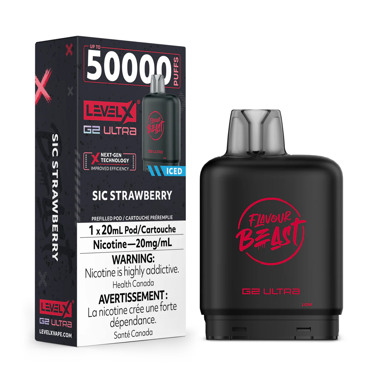 Level X G2 Ultra Pods  Sic Strawberry (Iced) Vape Pod