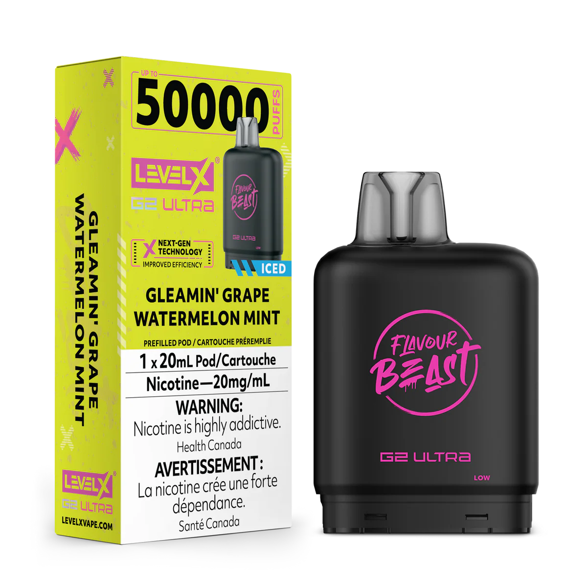 Level X G2 Ultra Pods  Gleamin' Grape Watermelon Mint (Iced) Vape Pod
