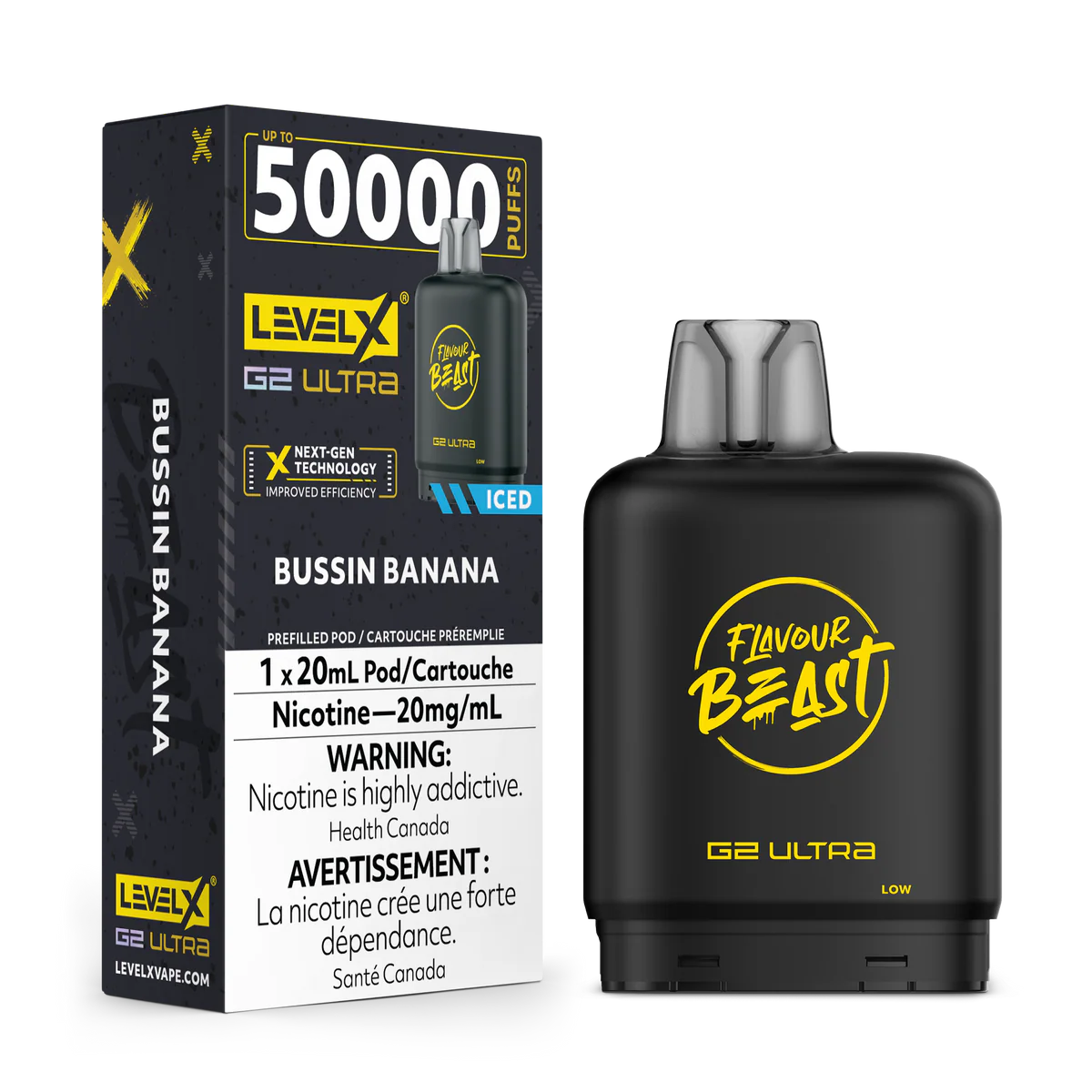Level X G2 Ultra Pods  Bussin Banana (Iced) Vape Pod