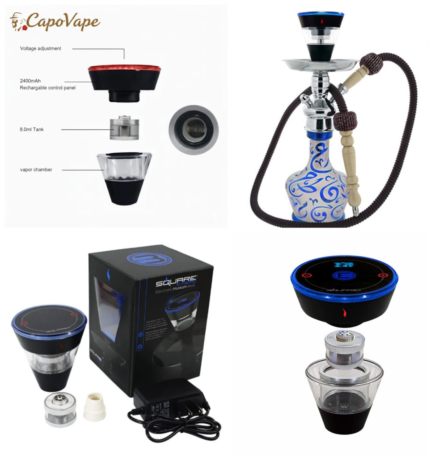 Square E-Head Electronic Hookah